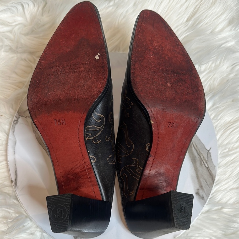 EUC Donald Pliner Perlie Italian Black Leather Embroidered Western Mules, 7.5M - Picture 10 of 14